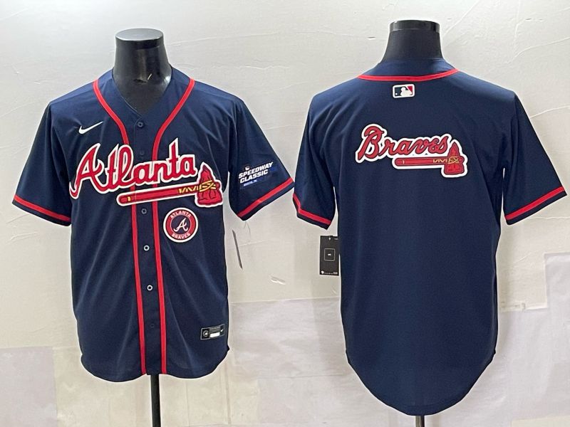 Men Atlanta Braves Blank Drak Blue  joint name Nike 2025 MLB Jersey style 011